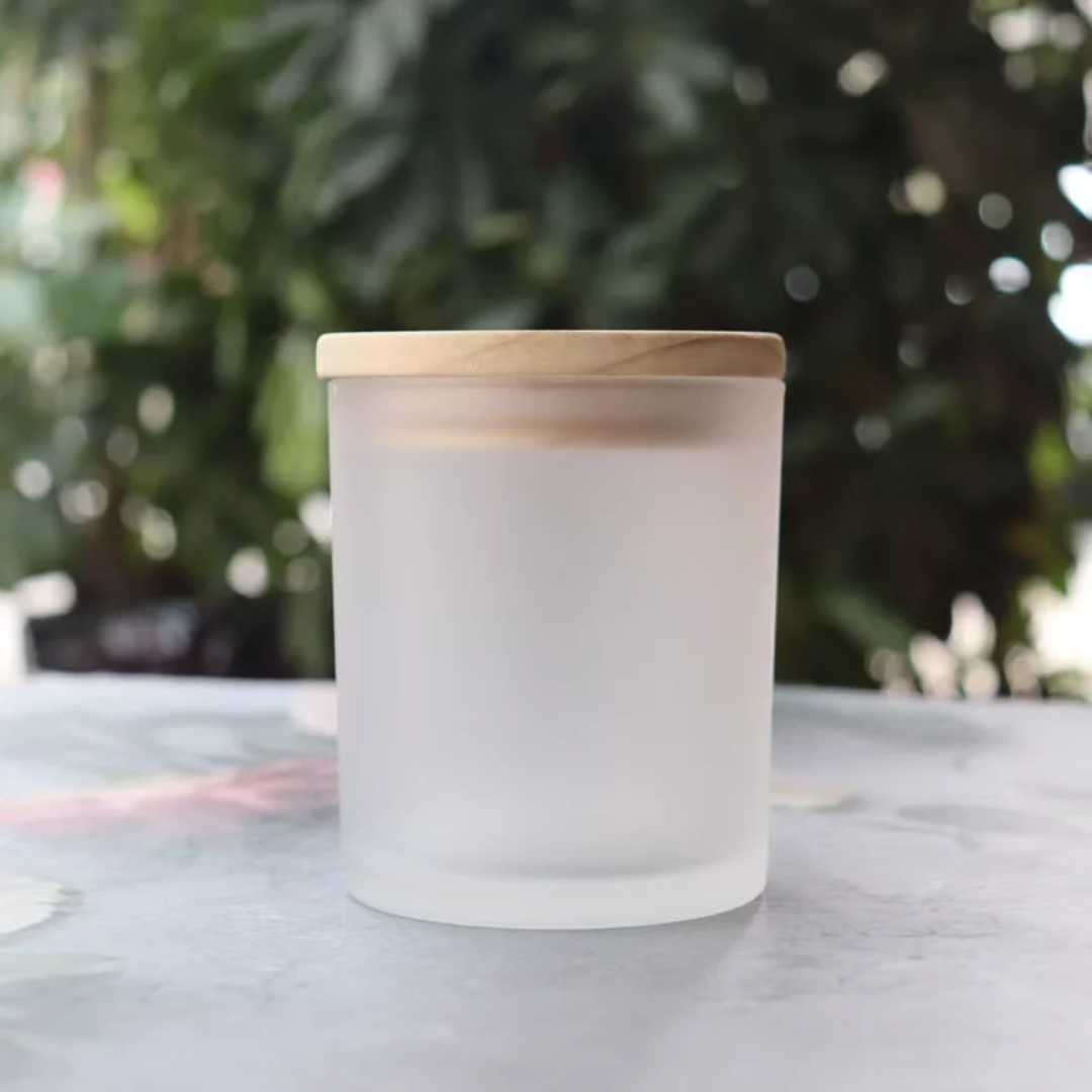 300ml Frosted Candle Jar with Bamboo Lid