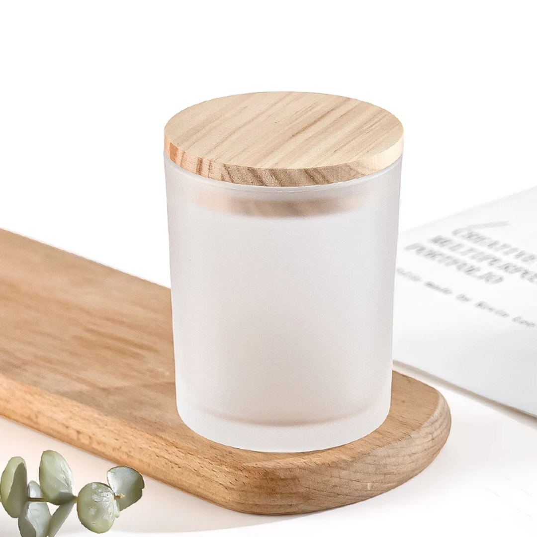 300ml Frosted Candle Jar with Bamboo Lid
