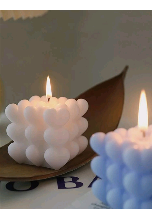 2 Cavity Heart Bubble Cube Candle Mould