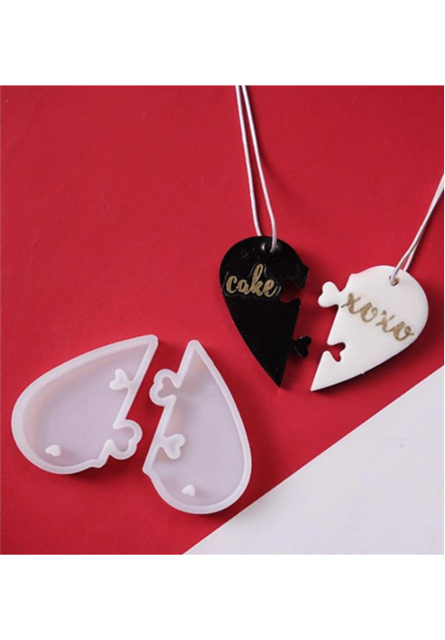 2pcs Half Heart Pendant Resin Mould