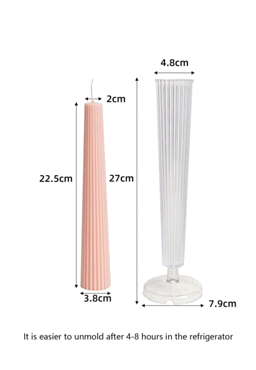 Acrylic Tapered Ribbed Design Pillar Candle Mould
