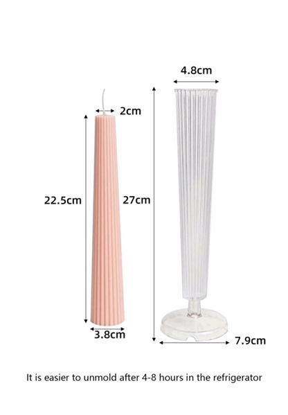 Acrylic Tapered Ribbed Design Pillar Candle Mould