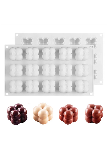 15 Cavity Mini Bubble Cube Candle Mould