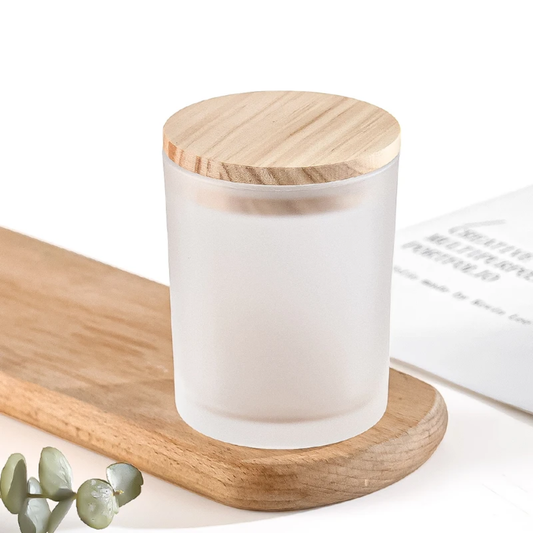 300ml Frosted Candle Jar with Bamboo Lid