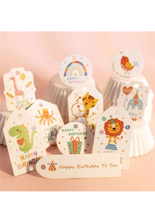 Animal Design Birthday Tags + Twine 1