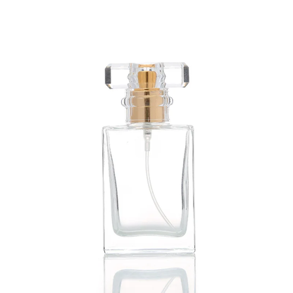 50ml Clear Glass Perfume Bottle – Rectangular with Faceted Cap