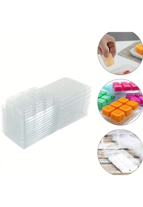 Clear Square Clamshell Wax Melt Mold (6-Cavity)