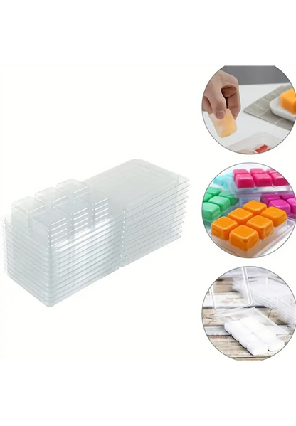Clear Square Clamshell Wax Melt Mold (6-Cavity)