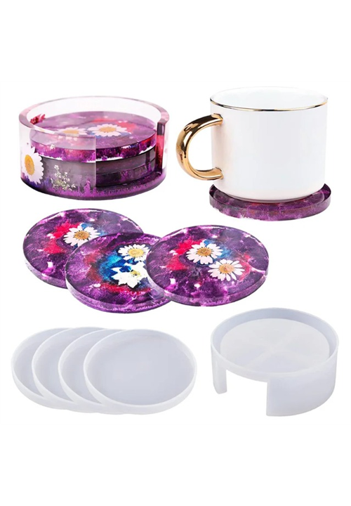 5pcs Round Plain Coaster Mould Set