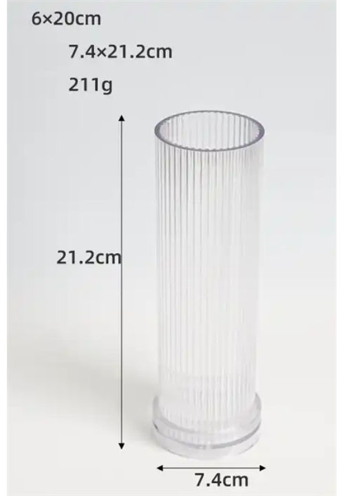 Acrylic Ribbed Design Pillar Candle Mould (6 x 20 cm)