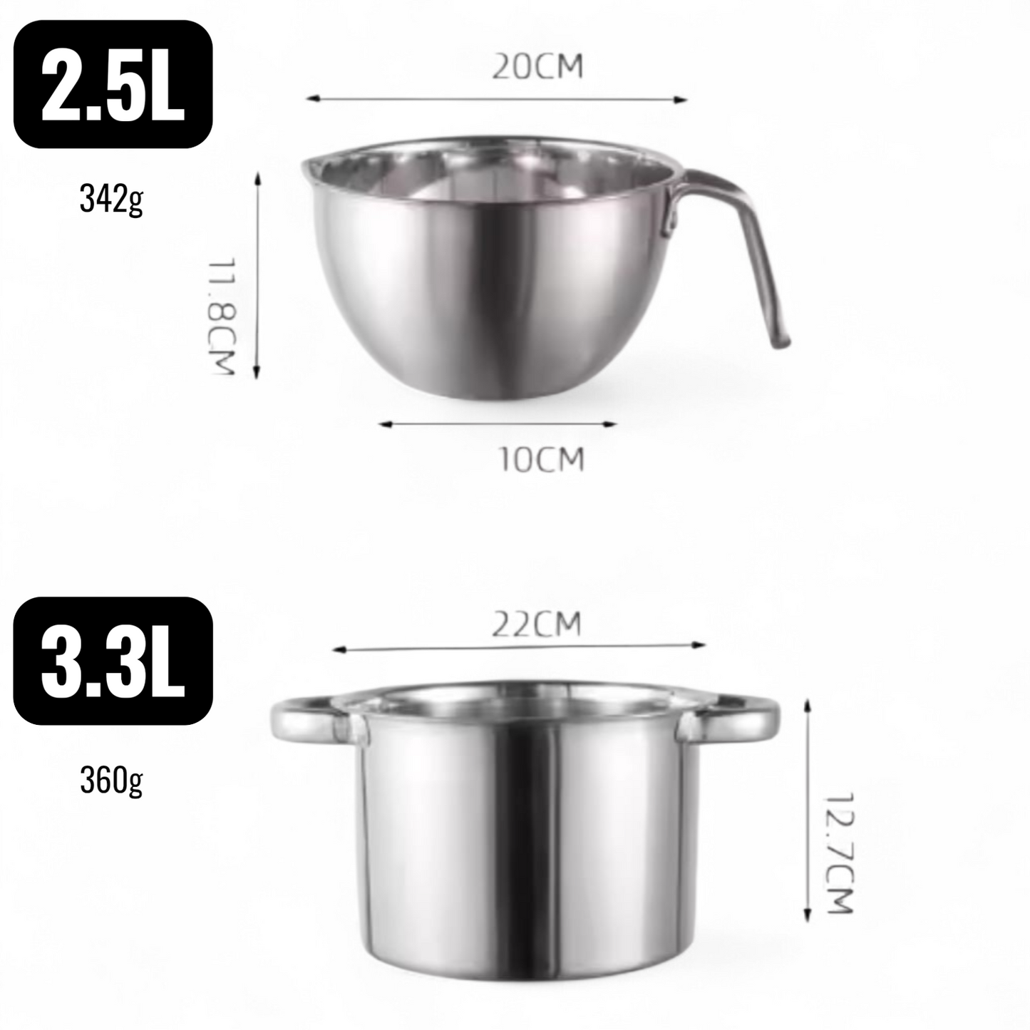 Stainless Steel Double Boiler – 2‑Piece Set
