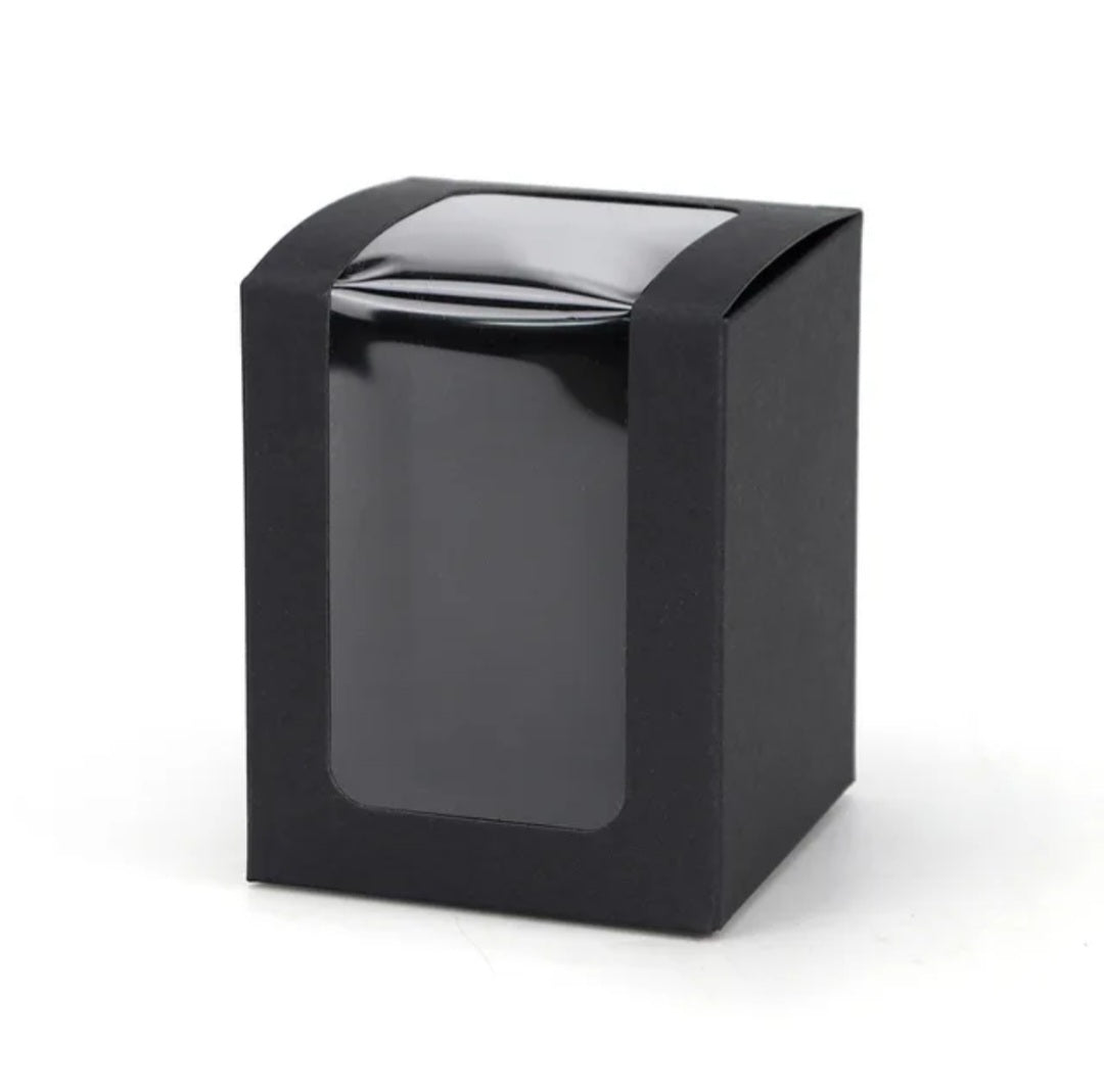 Front & Top Window Display Box – Black (8 × 8 × 10 cm)