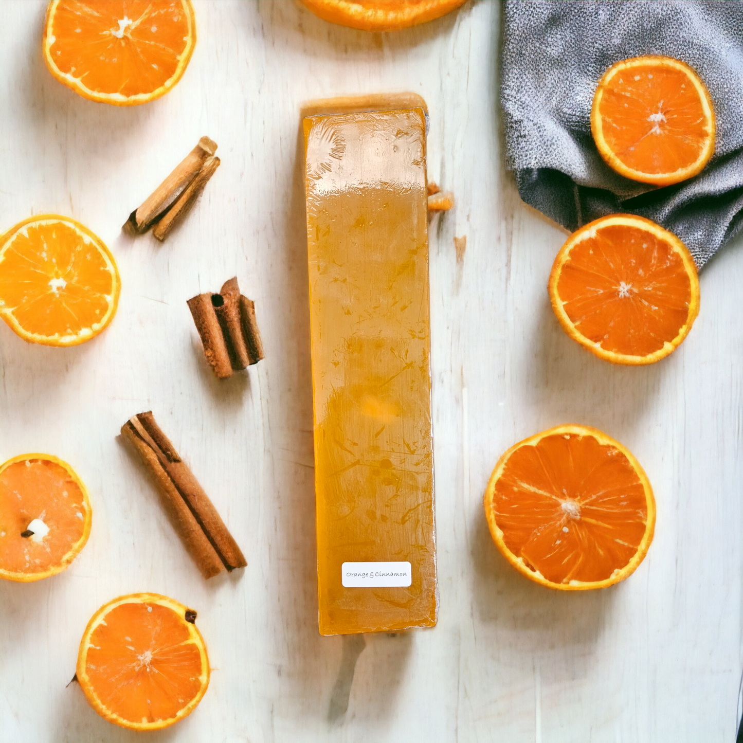 Orange and Cinnamon Glycerine Melt and Pour Soap Base 1kg