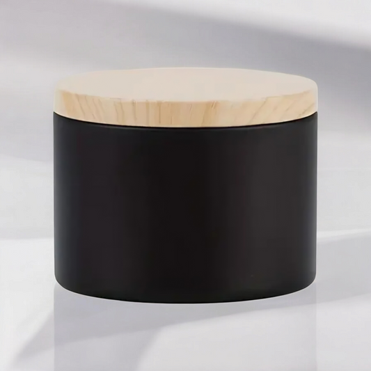 Black Candle Tin with Faux Wood Lid (8oz/240ml)