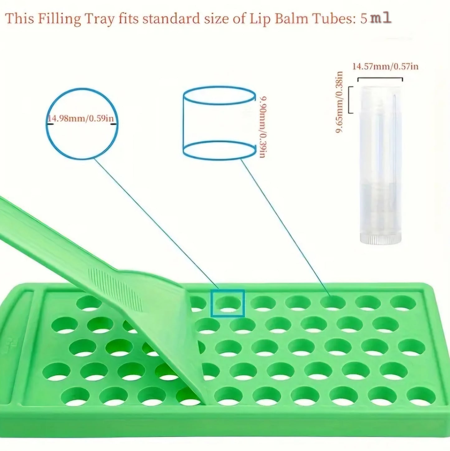 Lip Balm Filling Tray with Spatula & 50 Lip Balm Tubes