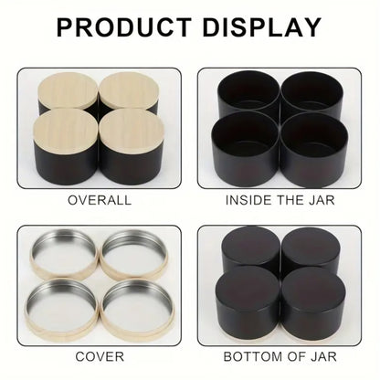 Black Candle Tin with Faux Wood Lid (8oz/240ml)