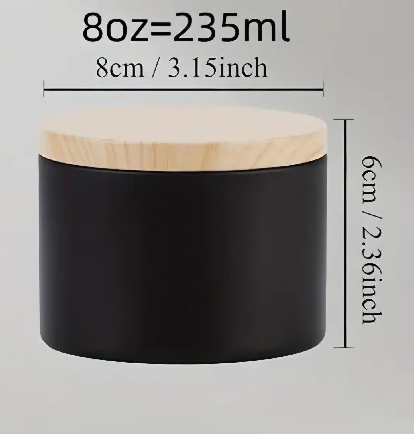 Black Candle Tin with Faux Wood Lid (8oz/240ml)