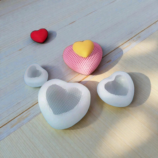 3pcs Strawberry Texture Heart Mould Set