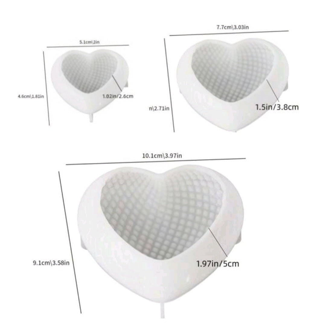 3pcs Strawberry Texture Heart Mould Set