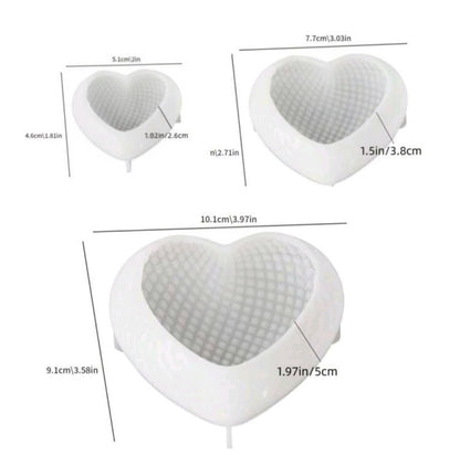 3pcs Strawberry Texture Heart Mould Set