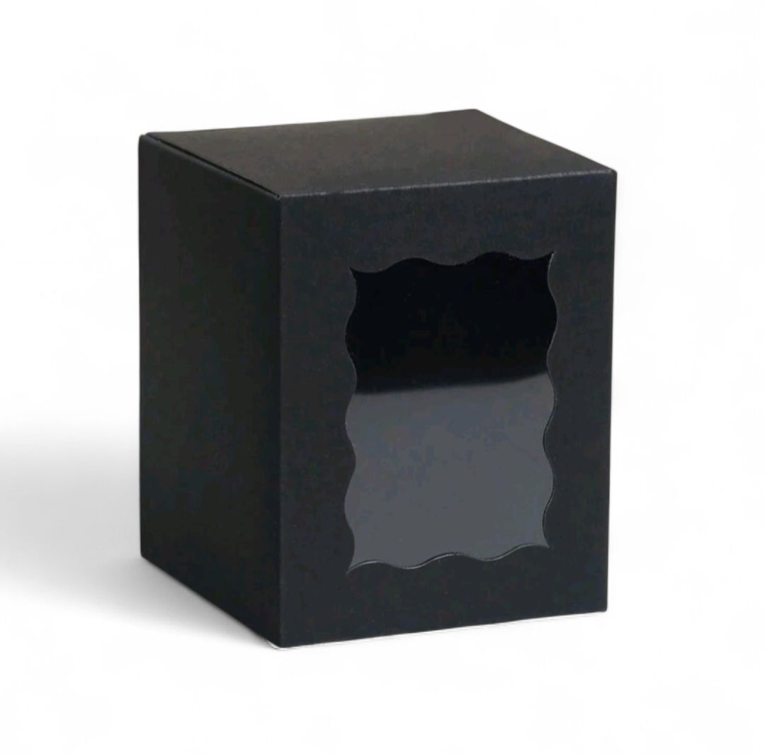 Wave Cut Front Window Display Box – Black (8 × 8 × 10 cm)