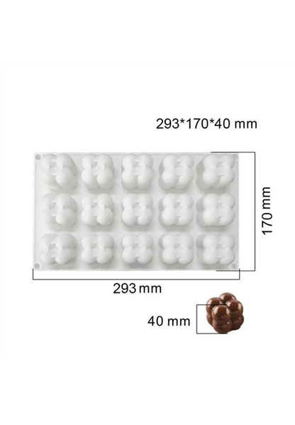 15 Cavity Mini Bubble Cube Candle Mould