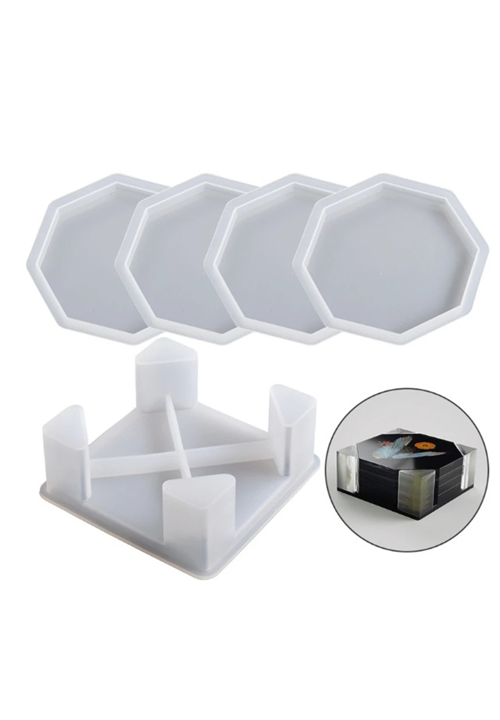 5pcs Octagon Plain Coaster Mould Set