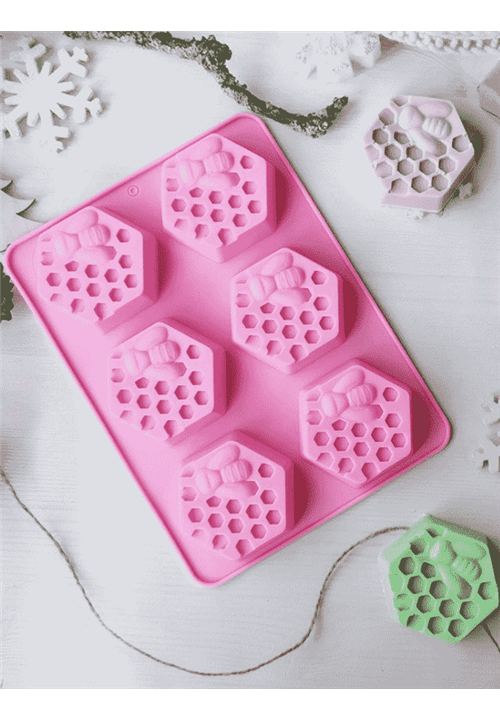 6 Cavity Hexagon Bee Design Soap Mould