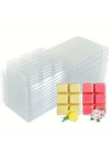 Clear Square Clamshell Wax Melt Mold (6-Cavity)