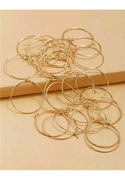 30pcs Gold Hoop Earrings DIY Jewellery Accessory Set