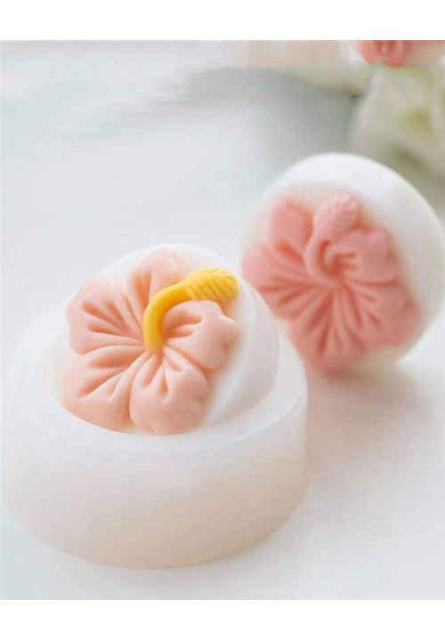 Hibiscus Flower Design Round Soap Mould