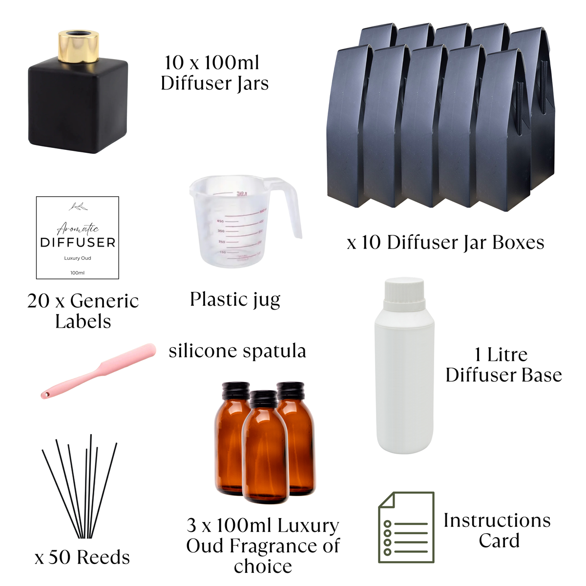 Diffuser Utensils Kit Beginner Diffuser Kit No.2 – Luxury Oud Edition – Romaqo