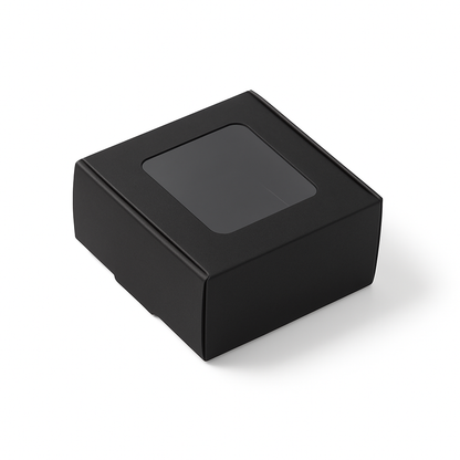 Flat Top Window Display Box – Black (9 × 9 × 4 cm)