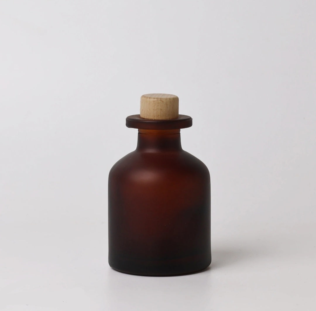 100ml Matte Amber Diffuser Jar with Wooden Lid – Romaqo