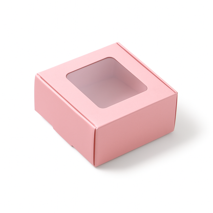 Flat Top Window Display Box – Pink (9 × 9 × 4 cm)