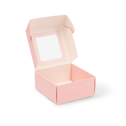 Flat Top Window Display Box – Pink (9 × 9 × 4 cm)