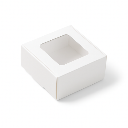 Flat Top Window Display Box – White (9 × 9 × 4 cm)