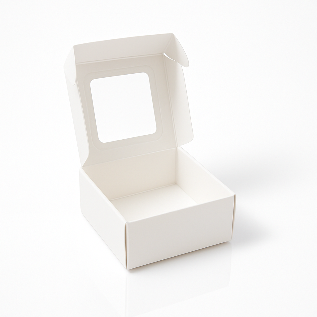 Flat Top Window Display Box – White (9 × 9 × 4 cm)