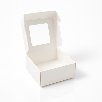 Flat Top Window Display Box – White (9 × 9 × 4 cm)