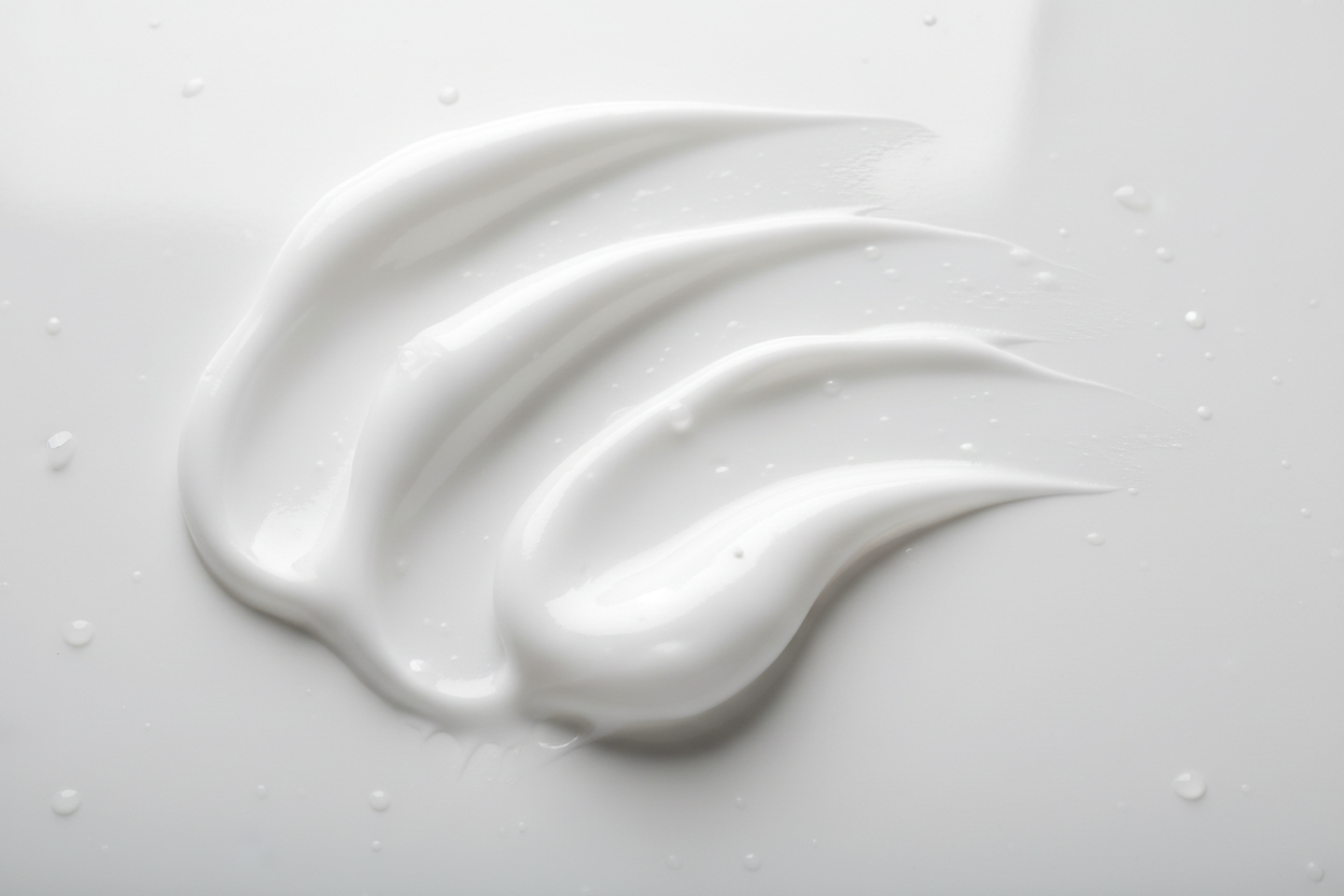 white hair conditioner slathered on a surface